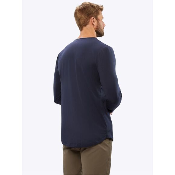 ✨Cuts AO Long Sleeve Navy Sz XL Henley Curve-Hem✨ - Picture 2 of 11